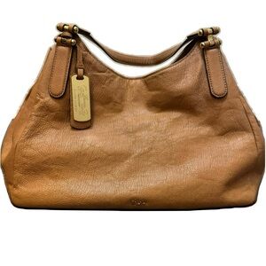 Ralph Lauren Expandable Tan Hobo / Shoulder Handbag